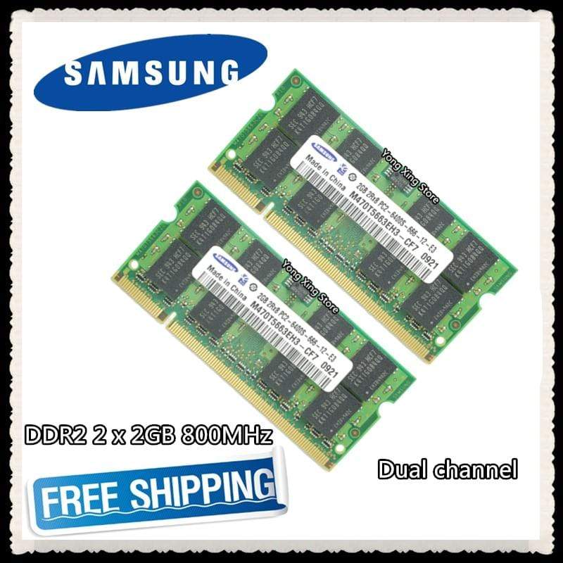 Planet Gates Samsung DDR2 2 x 2GB 4GB Dual channel 800MHz PC2-6400S DDR 2 2G 4G notebook memory Laptop RAM 200PIN SODIMM