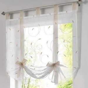Planet Gates Sand / W60CM X L140CM Roman shade European embroidery style tie up window curtain kitchen curtain voile sheer tab top window brand curtains cortinas