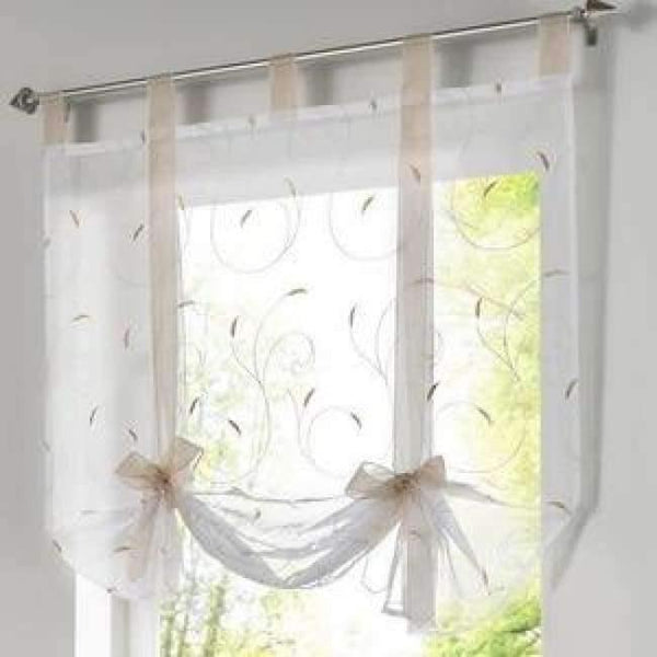 Planet Gates Sand / W60CM X L140CM Roman shade European embroidery style tie up window curtain kitchen curtain voile sheer tab top window brand curtains cortinas