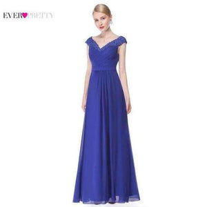Planet Gates Sapphire / 4 / China Evening Dresses EP08633 Women Elegant Sexy Beading Deep V neck Long Evening Gown 2018 Chiffon Dress robe de soiree