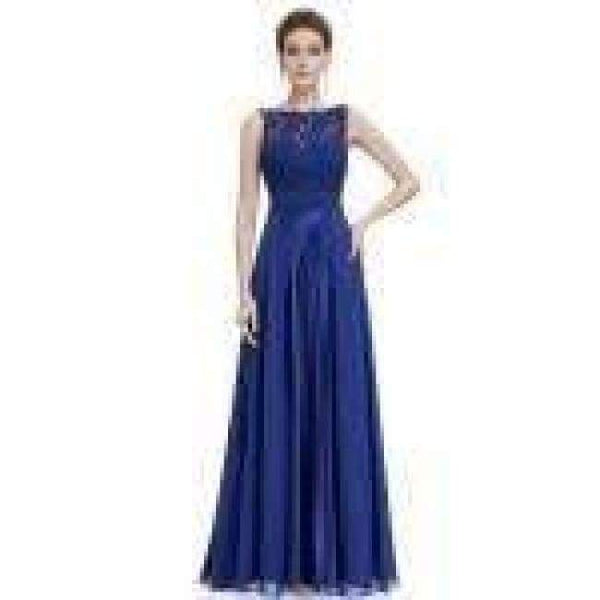 Planet Gates Sapphire Blue / 4 / China Bridesmaid Dresses Ever-Pretty EP08352 Women's Cheap Sleeveless A-line Long Modest Elegant Party Dress with Appliques