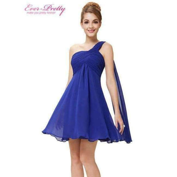 Planet Gates Sapphire Blue / 4 Cocktail Dresses Ever Pretty HE03537 One Shoulder Ruffles Padded Chiffon Short Vestido 2018 Cocktail Dresses