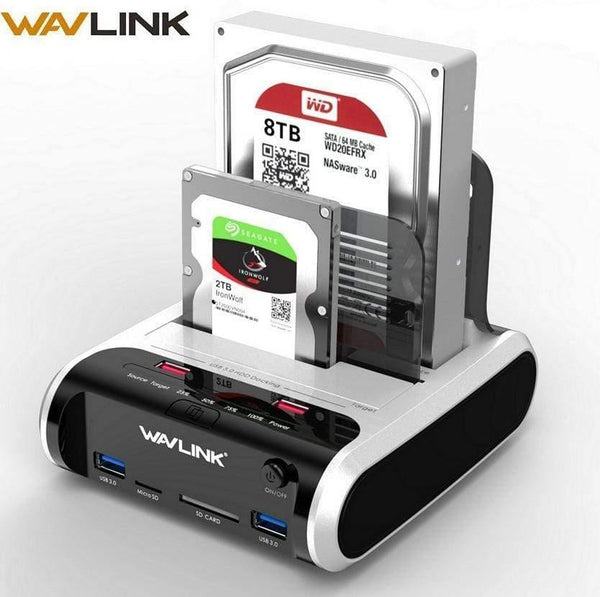 SATA HDD 2.5"3.5" External Hard Drive USB 3.0 Docking Station 5Gbps Offline Clone Card Reader for Hard Drive up to 10TB