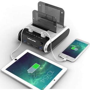 SATA HDD 2.5"3.5" External Hard Drive USB 3.0 Docking Station 5Gbps Offline Clone Card Reader for Hard Drive up to 10TB