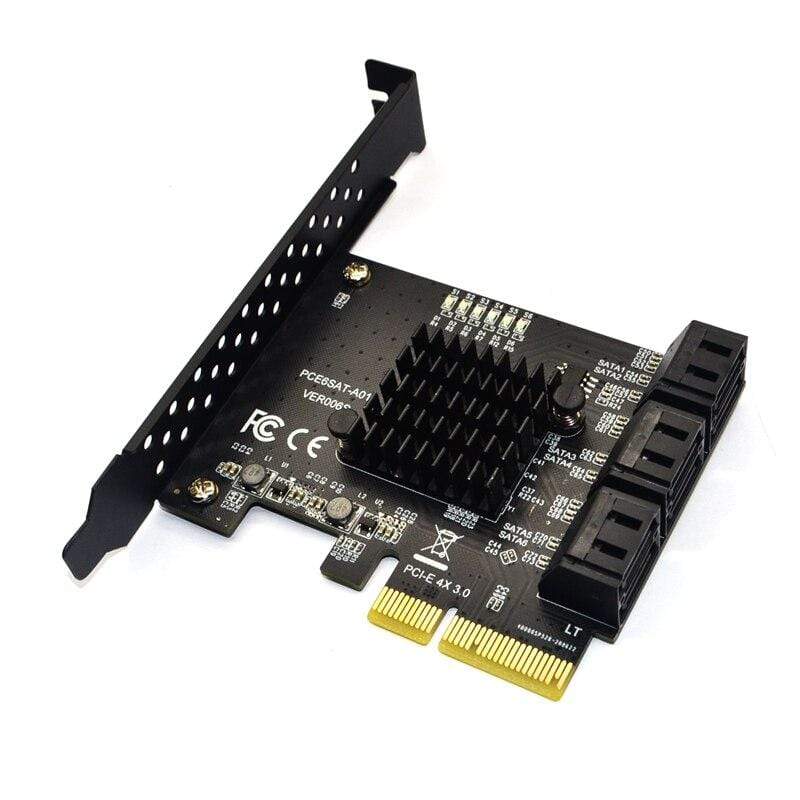 Planet Gates SATA PCI e Adapter 6 Ports SATA 3.0 to PCI Express x4 Expansion Card SATA3.0 PCIe PCI-e SATA Controller for HDD ASMedia ASM1166