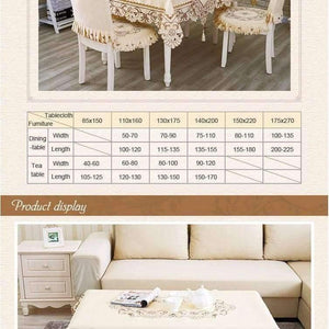 Planet Gates Satin Fabric Tablecloth Rectangle Elegant Hollow Embroidered Floral Thick Table cloth  Wedding Party Decor Table Covers