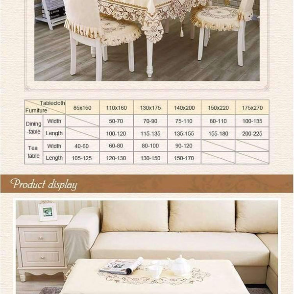 Planet Gates Satin Fabric Tablecloth Rectangle Elegant Hollow Embroidered Floral Thick Table cloth  Wedding Party Decor Table Covers