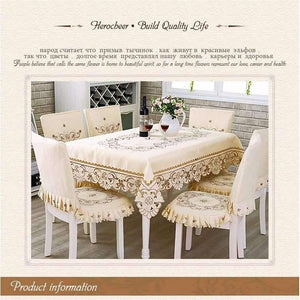 Planet Gates Satin Fabric Tablecloth Rectangle Elegant Hollow Embroidered Floral Thick Table cloth  Wedding Party Decor Table Covers