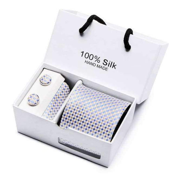 Planet Gates SB03 New Plaid  men ties set  Extra Long Size 145cm*8cm Necktie navy blue Paisley Silk Jacquard Woven Neck Tie Suit Wedding Party