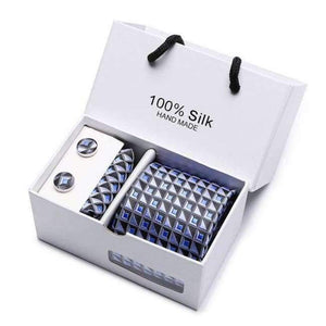 Planet Gates SB06 New Plaid  men ties set  Extra Long Size 145cm*8cm Necktie navy blue Paisley Silk Jacquard Woven Neck Tie Suit Wedding Party