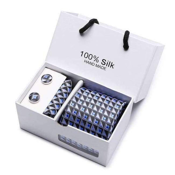 Planet Gates SB06 New Plaid  men ties set  Extra Long Size 145cm*8cm Necktie navy blue Paisley Silk Jacquard Woven Neck Tie Suit Wedding Party