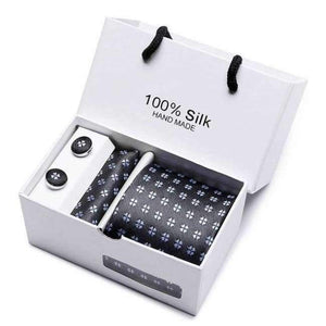 Planet Gates SB13 New Plaid  men ties set  Extra Long Size 145cm*8cm Necktie navy blue Paisley Silk Jacquard Woven Neck Tie Suit Wedding Party