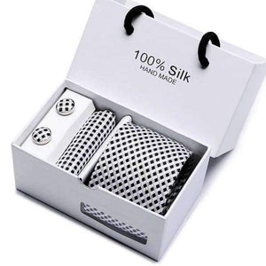 Planet Gates SB21 New Plaid  men ties set  Extra Long Size 145cm*8cm Necktie navy blue Paisley Silk Jacquard Woven Neck Tie Suit Wedding Party