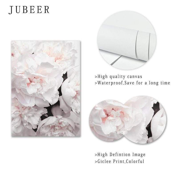 Planet Gates Scandinavian Style Peony Flower Canvas Print Large Wall Art Posters and Prints Quote Poster Flower Wall Pictures for Living Room