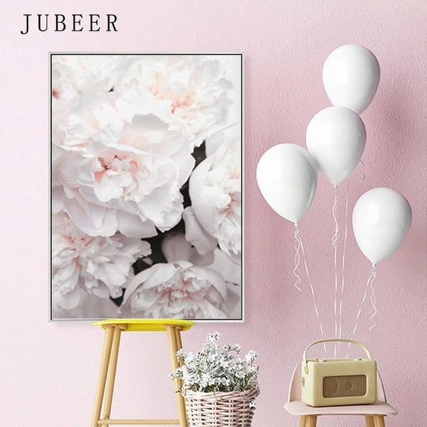 Planet Gates Scandinavian Style Peony Flower Canvas Print Large Wall Art Posters and Prints Quote Poster Flower Wall Pictures for Living Room