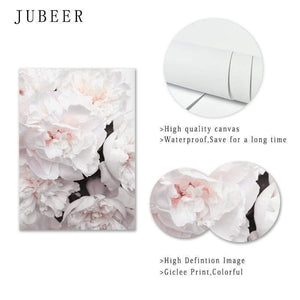 Planet Gates Scandinavian Style Peony Flower Canvas Print Large Wall Art Posters and Prints Quote Poster Flower Wall Pictures for Living Room