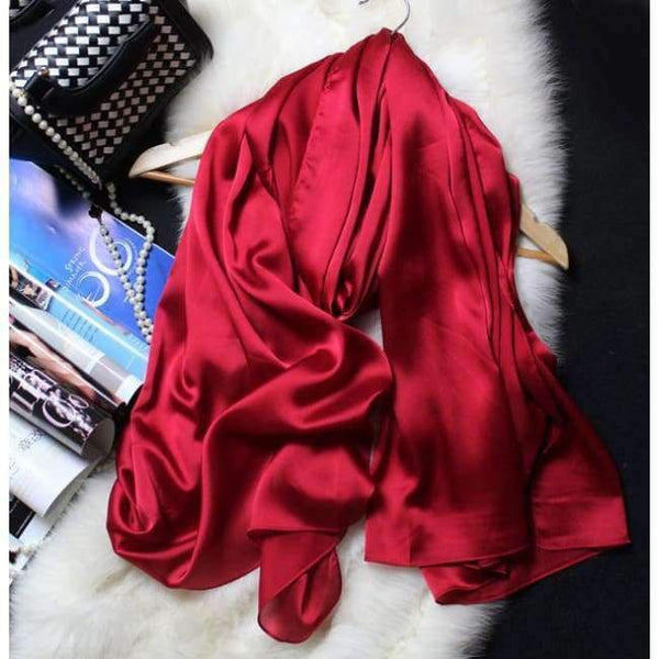 Planet Gates Scarf Women 100% Natural Silk Wraps Shawls and Scarves 180*90cm Hijabs Solider Colors Beach Cover up