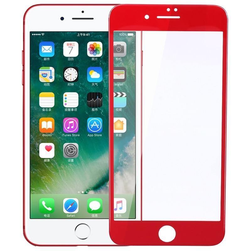 Planet Gates Screen Protector 3D Curved Edge Coated Tempered Glass Film Full Cover for iPhone 7 plus (Red)