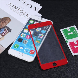 Planet Gates Screen Protector 3D Curved Edge Coated Tempered Glass Film Full Cover for iPhone 7 plus (Red)