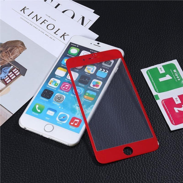 Planet Gates Screen Protector 3D Curved Edge Coated Tempered Glass Film Full Cover for iPhone 7 plus (Red)