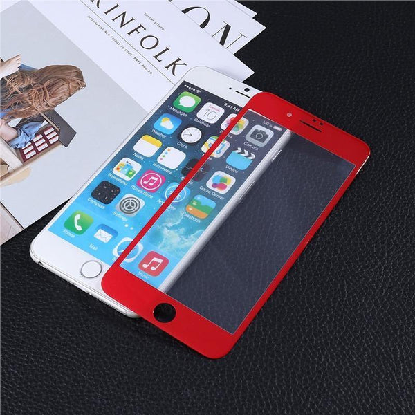 Planet Gates Screen Protector 3D Curved Edge Coated Tempered Glass Film Full Cover for iPhone 7 plus (Red)