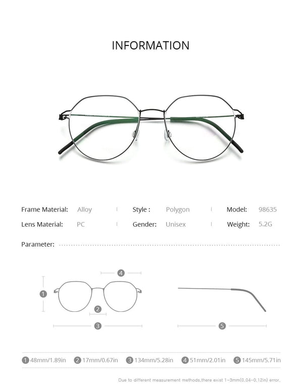 Planet Gates Screwless Eyewear Prescription Eyeglasses Frame Men 2021 Polygon Myopia Optical Denmark Korean Glasses Frame Women 98635