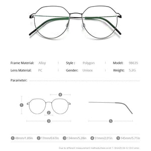 Planet Gates Screwless Eyewear Prescription Eyeglasses Frame Men 2021 Polygon Myopia Optical Denmark Korean Glasses Frame Women 98635