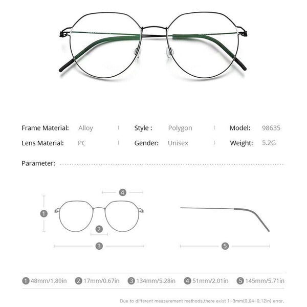Planet Gates Screwless Eyewear Prescription Eyeglasses Frame Men 2021 Polygon Myopia Optical Denmark Korean Glasses Frame Women 98635