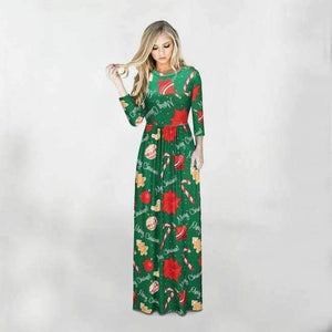 Planet Gates SD10-Style Ten / S Print Christmas Fashion Vestidos Party Dress Women Harajuku Boho Long Maxi Dresses Clothes Vestido De Festa Robe Femme O-Neck