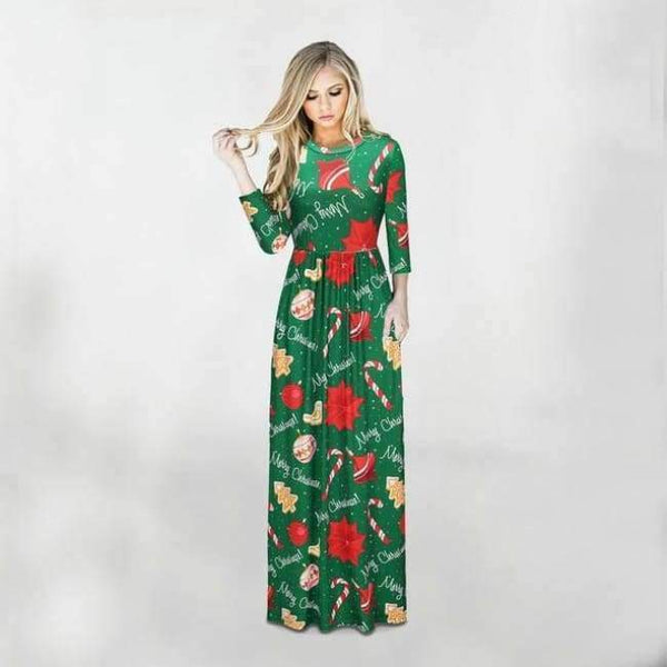 Planet Gates SD10-Style Ten / S Print Christmas Fashion Vestidos Party Dress Women Harajuku Boho Long Maxi Dresses Clothes Vestido De Festa Robe Femme O-Neck