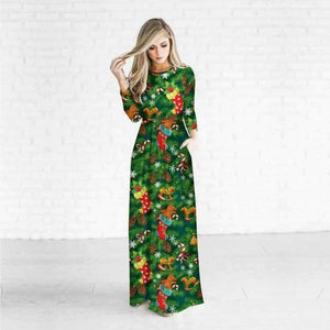 Planet Gates SD12-Style Twelve / S Print Christmas Fashion Vestidos Party Dress Women Harajuku Boho Long Maxi Dresses Clothes Vestido De Festa Robe Femme O-Neck