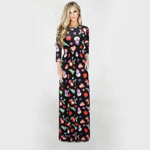 Planet Gates SD3-Style Three / S Print Christmas Fashion Vestidos Party Dress Women Harajuku Boho Long Maxi Dresses Clothes Vestido De Festa Robe Femme O-Neck