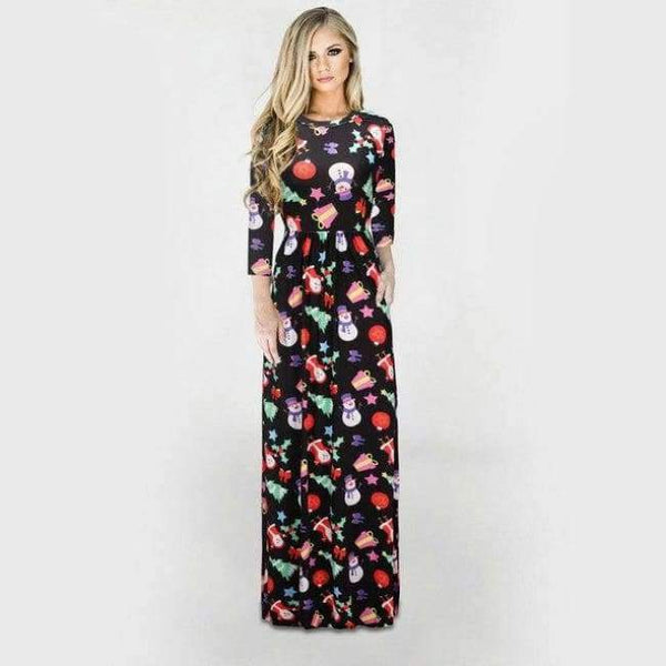Planet Gates SD3-Style Three / S Print Christmas Fashion Vestidos Party Dress Women Harajuku Boho Long Maxi Dresses Clothes Vestido De Festa Robe Femme O-Neck