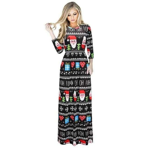 Planet Gates SD4-Style Four / S Print Christmas Fashion Vestidos Party Dress Women Harajuku Boho Long Maxi Dresses Clothes Vestido De Festa Robe Femme O-Neck