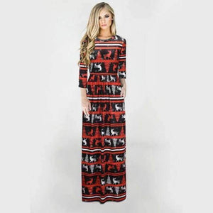 Planet Gates SD8-Style Eight / S Print Christmas Fashion Vestidos Party Dress Women Harajuku Boho Long Maxi Dresses Clothes Vestido De Festa Robe Femme O-Neck