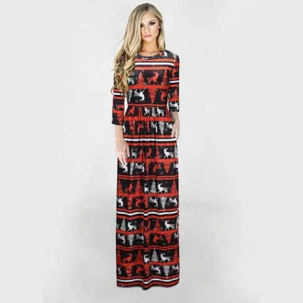 Planet Gates SD8-Style Eight / S Print Christmas Fashion Vestidos Party Dress Women Harajuku Boho Long Maxi Dresses Clothes Vestido De Festa Robe Femme O-Neck