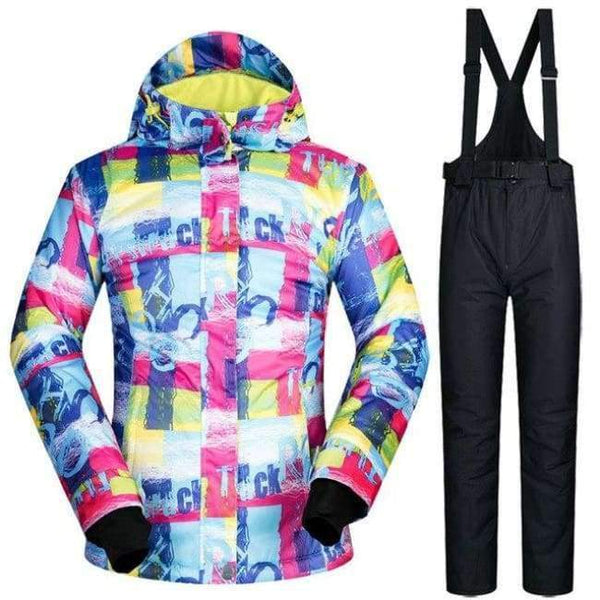 Planet Gates SDZM And Black / S Ski Suit Women Waterproof Ski Jackets Winter Snow Snowboard And Cross Country Clothes Skiing And Snowboarding Suits Brands