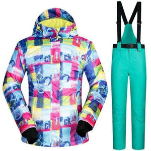 Planet Gates SDZM And Mint Green / S Ski Suit Women Waterproof Ski Jackets Winter Snow Snowboard And Cross Country Clothes Skiing And Snowboarding Suits Brands