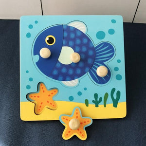 Planet Gates sea animals-HH053A Kids Montessori Puzzle Toys Animals Fruit Graph Match Card Game Early Educational Materials Double-sided Puzzle Toy For Children