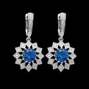 Planet Gates sea-blue Fashion Blue Zircon Silver 925 Jewelry Hanging Drop Dangle Earrings For Women With Stones Free Gift drop ship