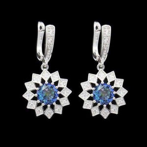Planet Gates Sea-blue Rainbow Fashion Blue Zircon Silver 925 Jewelry Hanging Drop Dangle Earrings For Women With Stones Free Gift drop ship