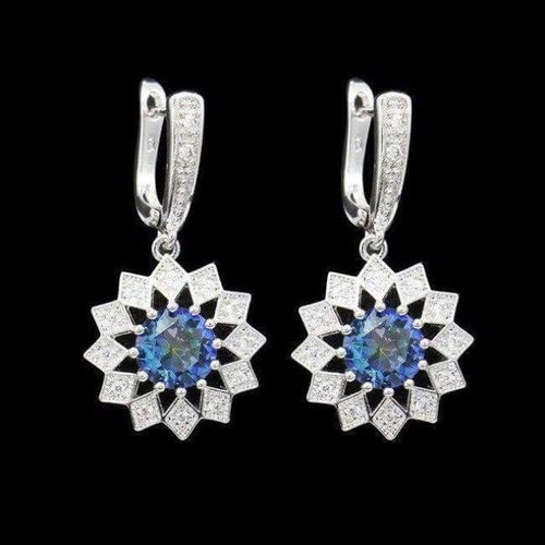 Planet Gates Sea-blue Rainbow Fashion Blue Zircon Silver 925 Jewelry Hanging Drop Dangle Earrings For Women With Stones Free Gift drop ship
