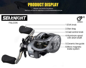 Planet Gates SeaKnight Brand FALCON/FALCAN2 Series Baitcasting Fishing Reel 7.2:1 8.1:1 Ultra-Linght 190g MAX Drag Power 18LB Long Casting