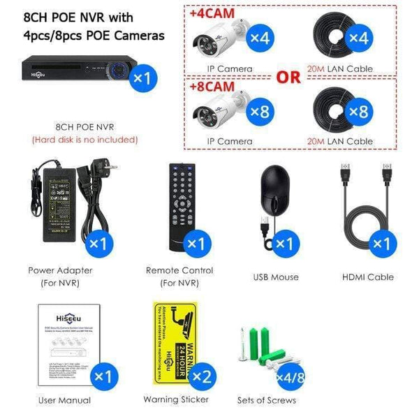 Planet Gates Security Camera System Kit Audio Record IP Camera IR Outdoor Waterproof CCTV Video Surveillance NVR Set