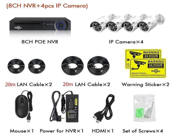 Planet Gates Security Camera System Kit Audio Record IP Camera IR Outdoor Waterproof CCTV Video Surveillance NVR Set