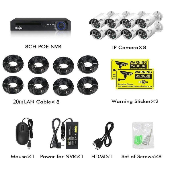 Planet Gates Security Camera System Kit Audio Record IP Camera IR Outdoor Waterproof CCTV Video Surveillance NVR Set