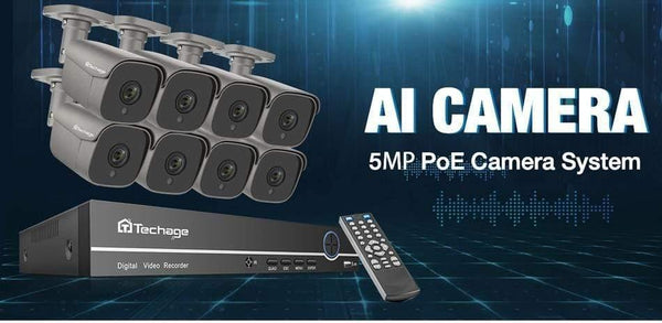 Planet Gates Security CCTV System Motion Detect Two Way Audio AI IP Camera IR Outdoor P2P Video Surveillance Set