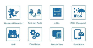 Planet Gates Security CCTV System Motion Detect Two Way Audio AI IP Camera IR Outdoor P2P Video Surveillance Set