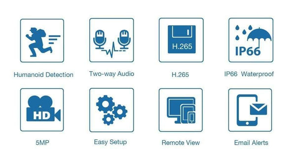 Planet Gates Security CCTV System Motion Detect Two Way Audio AI IP Camera IR Outdoor P2P Video Surveillance Set
