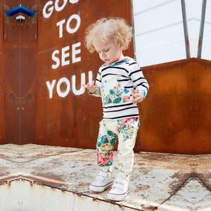 Planet Gates see chart 3 / 6M Baby Girl Hooded Clothes Set Winter Spring Floral and Striped Print Hooded Top with Pocket Pant Cotton 2PCS Tracksuit